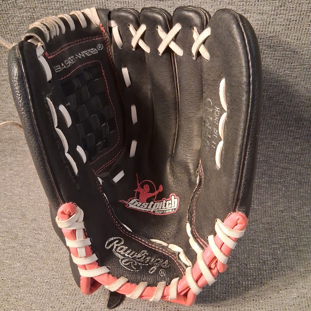Rawlings Softball Glove Youth Black Pink Excellent Fastpitch WFP115